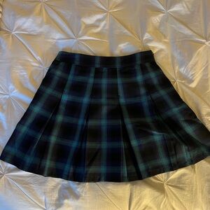 DIXXON FLANNEL BOREALIS Blue and Black Plaid Skater Skirt